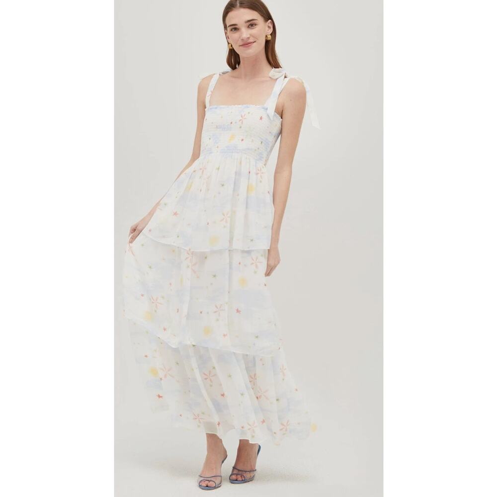 Hill House Home Elise Nap Dress Size Small Celestial Floral Georgette Ethereal